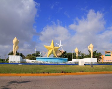 Ceviche square Cancun Landmark fountaine Mexico clipart