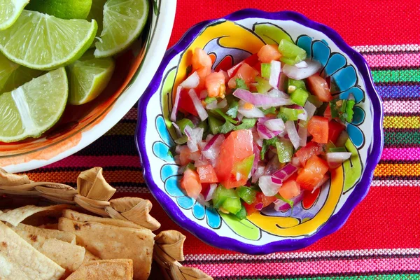 Pico de gallo pomidorami i chili meksykańskim sosie — Zdjęcie stockowe