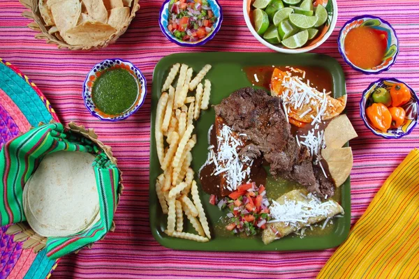 Arrachera bife flanco prato mexicano molho de pimenta — Fotografia de Stock