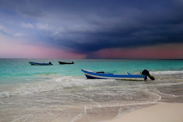 stock image Caribbean before tropical storm hurricane beach boat