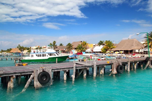 Isla Mujeres island dock port pier colorful Mexico — Stock Photo, Image