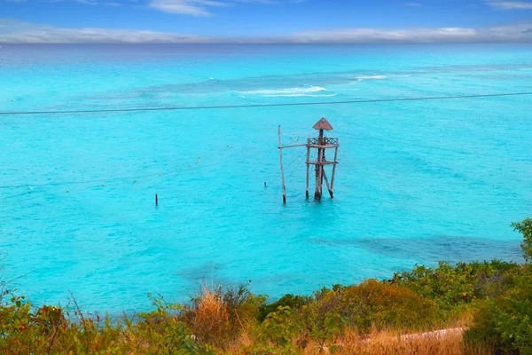 Caribische zip lijn Tiroolse turquoise zee — Stockfoto