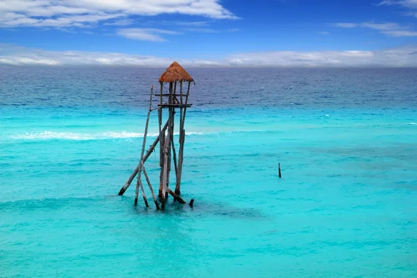Caribbean zip line tyrolean turquoise sea — Stock Photo, Image