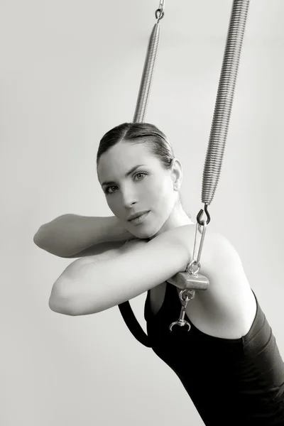 Cadillac trapeze pilates woman portrait fitness sport — Stock Photo, Image