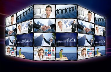 Futuristic tv video news digital screen wall clipart