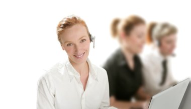 Business helpdesk with beautiful woman clipart