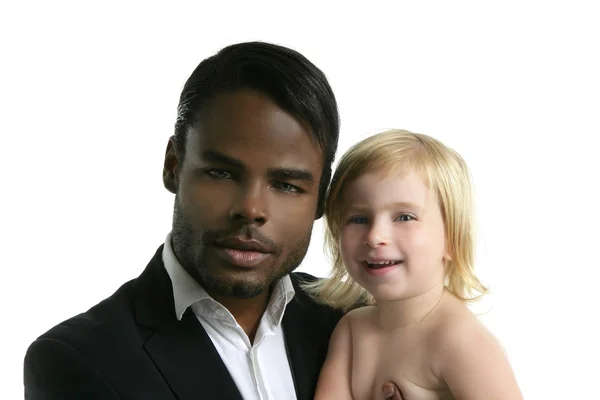 Multi ethnic family african father caucasian daughter — Stock Photo, Image