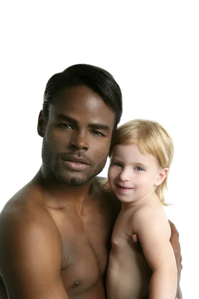 Multi famiglia etnica padre africano figlia caucasica — Foto Stock