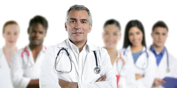 Expertise doctor multiracial nurse team row — Stock Photo, Image