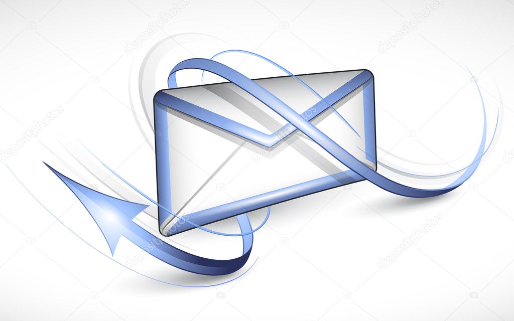 The electronic letter with an arrow. Vector illustration