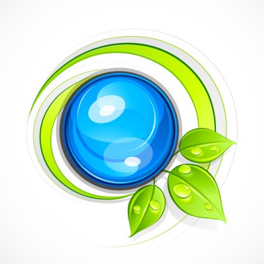 Abstract sphere with leaves. Business logo clipart