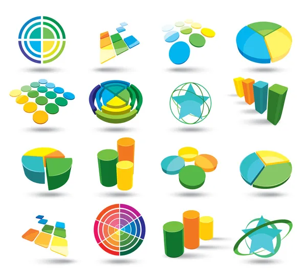 Diagramas y elementos de color — Vector de stock