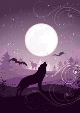 Howling wolf clipart