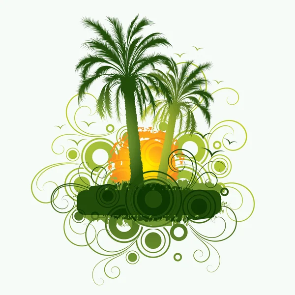 Composition with palm trees — Stock Vector