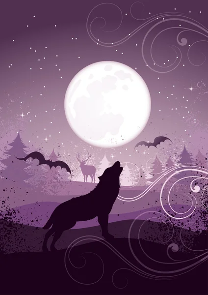 Howling wolf — Stock Vector