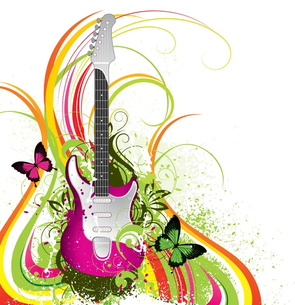 Abstraction avec une guitare — Image vectorielle