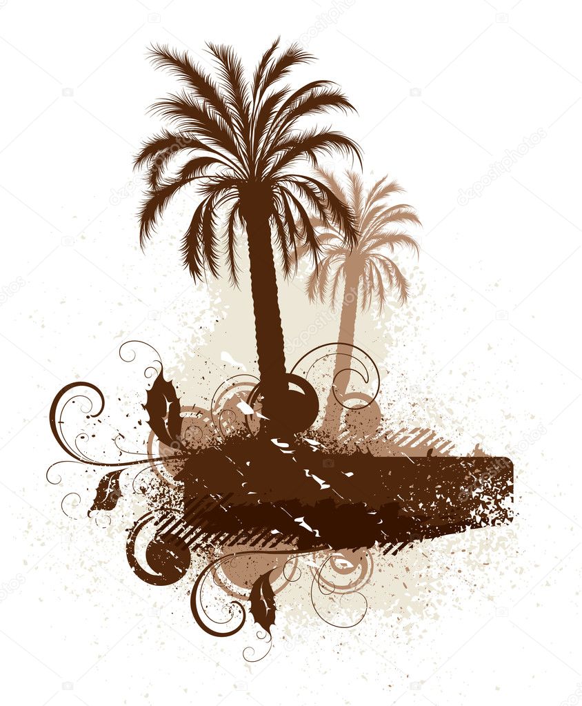 Composition with palm trees