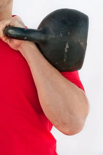 Rus kettlebell tutan adam — Stok fotoğraf