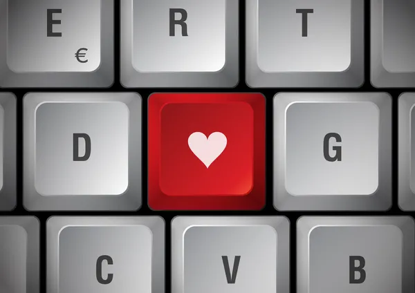 键盘用的心 — 图库照片