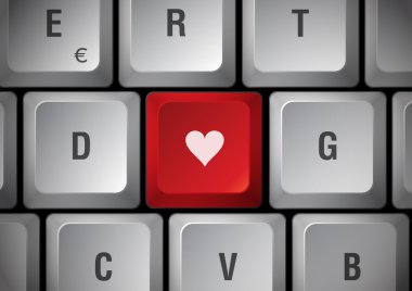 Keyboard with heart clipart