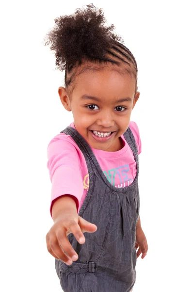 Aranyos fekete lány mosolyogva — Stock Fotó