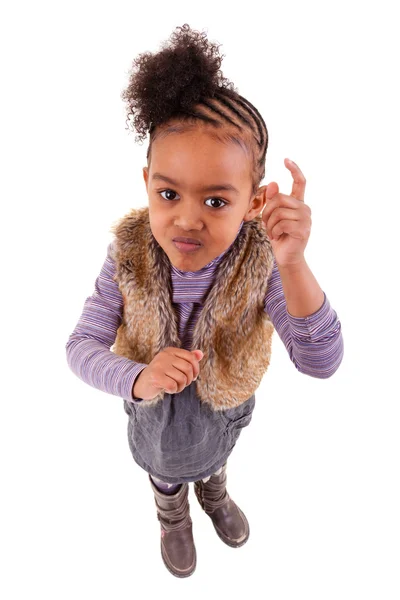 Aranyos kis fekete lány dühös — Stock Fotó
