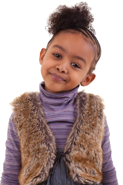 Leuk zwart meisje glimlachen — Stockfoto