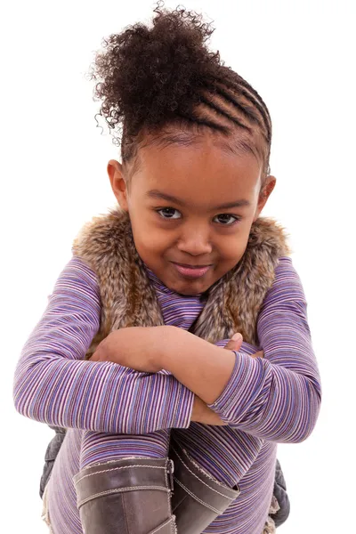 Χαριτωμένο μικρό κορίτσι μαύρο θυμωμένος — Φωτογραφία Αρχείου