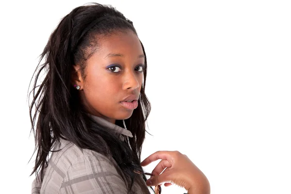 年轻可爱的黑女人 — 图库照片