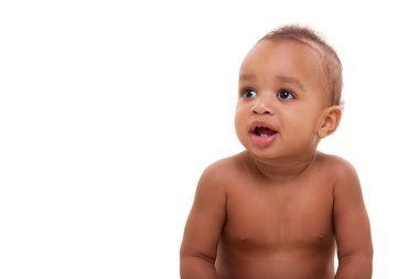 Cute African American boy surprised clipart