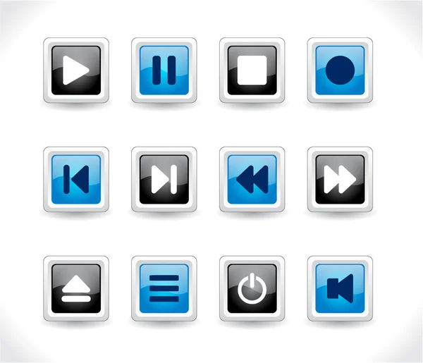 Botões com ícones de mídia . — Vetor de Stock