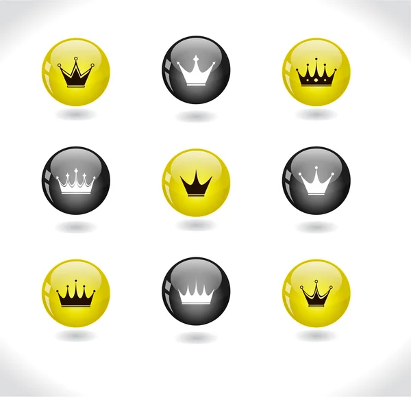 Кнопки с коронами. Вектор — стоковый вектор