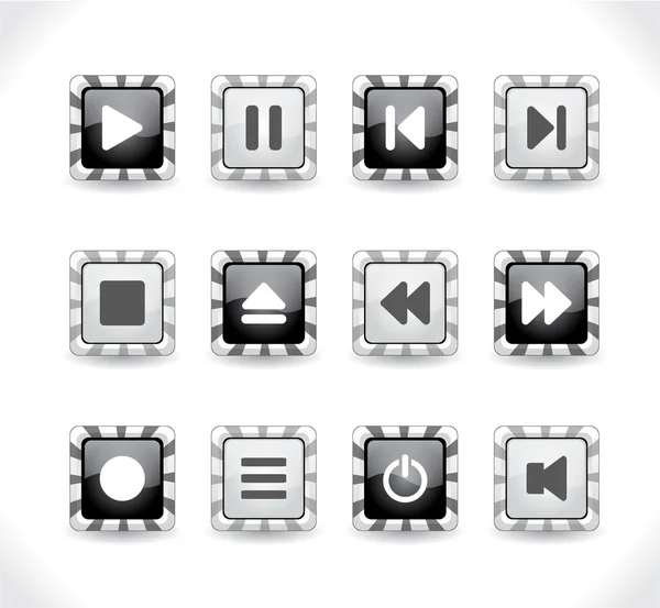 Botões com ícones de mídia . — Vetor de Stock