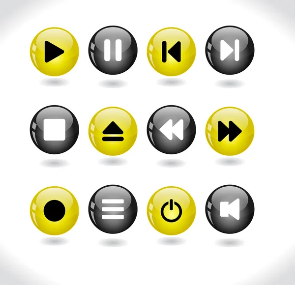 Buttons with media icons. — Stock Vector