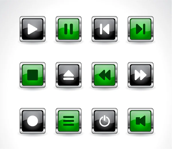 Pulsanti con icone multimediali . — Vettoriale Stock