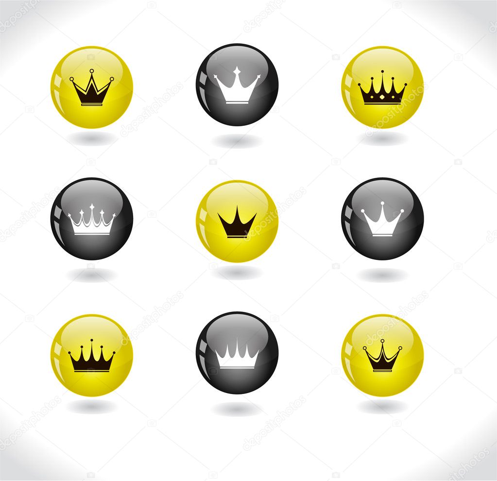 Buttons with crowns. Vector