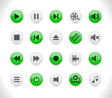 Buttons with media icons. clipart