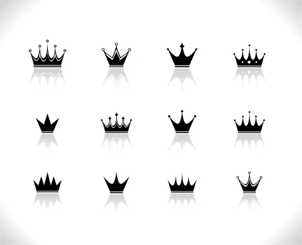 Set di corone nere . — Vettoriale Stock
