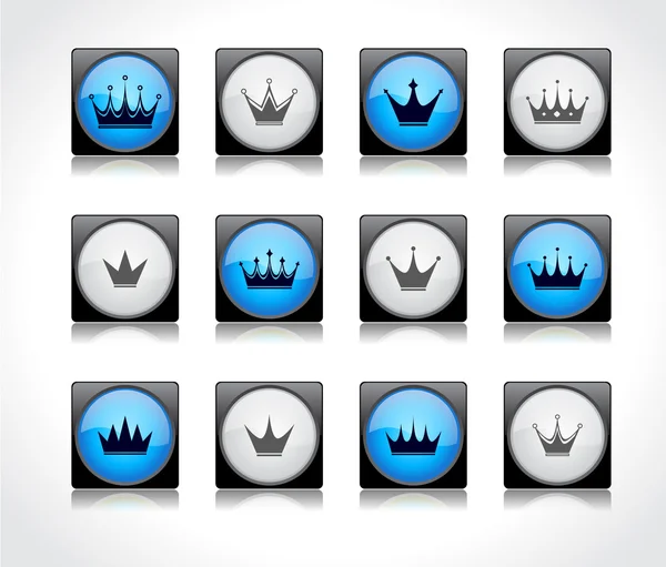 Buttons for web with crowns. — Stock Vector