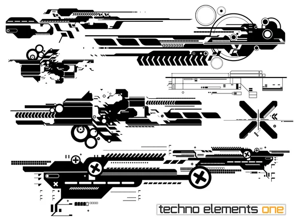 Techno elemetnts 将其中一个设置 — 图库矢量图片#