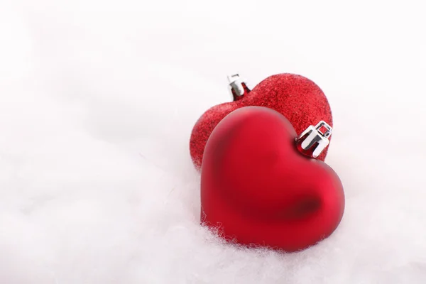 Czerwone serca Bożego Narodzenia — Zdjęcie stockowe