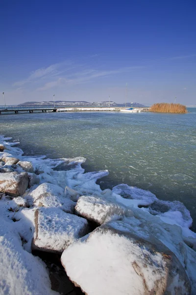 stock image Frozen winter lake