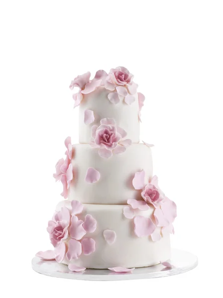 Bruiloft taart geïsoleerd op witte achtergrond — Stockfoto