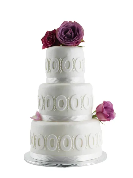 有玫瑰的结婚蛋糕 — 图库照片