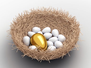 A gold egg is in a nest clipart