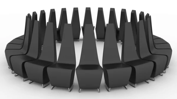 Black arm-chairs for expectation — Stock Photo, Image