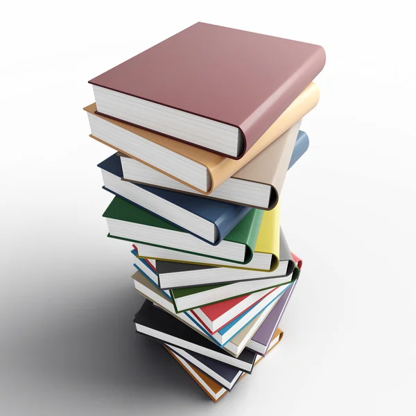 Pile of the coloured books on a white background — Stock Photo, Image