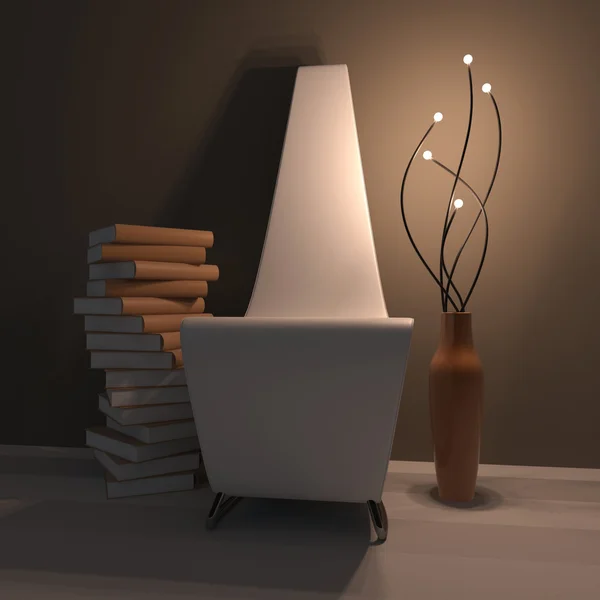 Nachtelijke lezing bij het licht van de lamp — Stockfoto