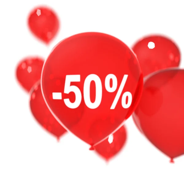 Red helium balloons. A discount is fifty percents — Stock Photo, Image