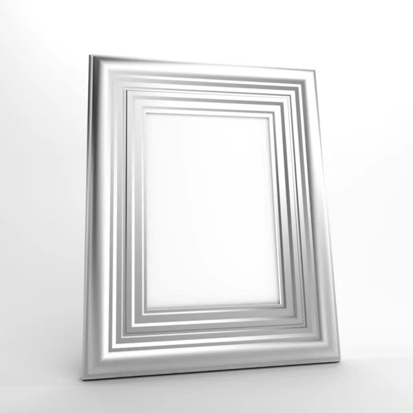 Beyaz zemin üzerinde gümüş fotoğraf çerçevesi — Stok fotoğraf
